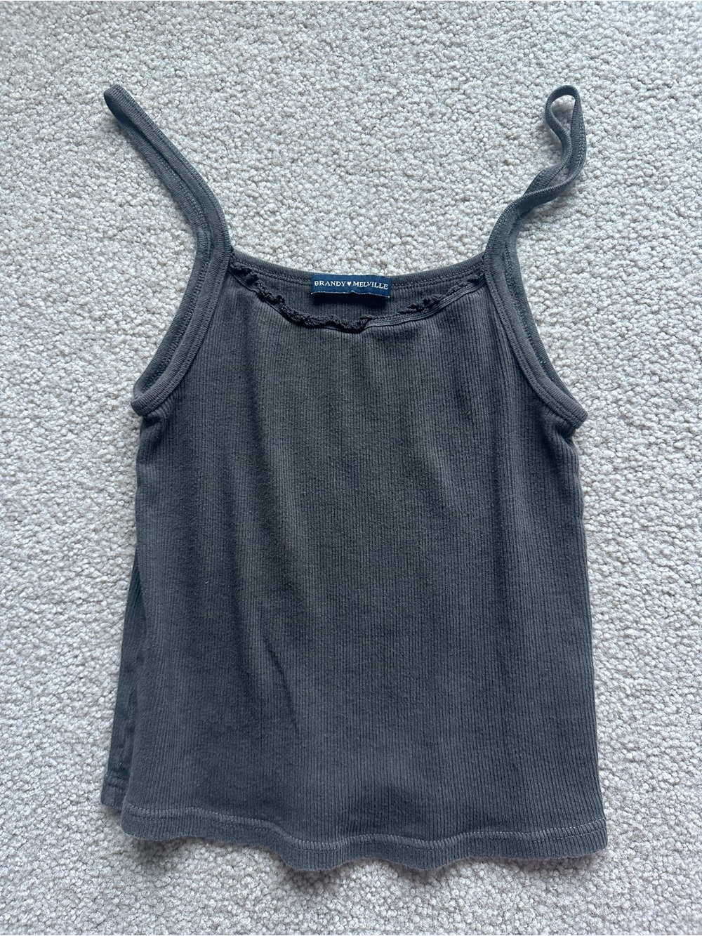 Brandy Melville Brown Ribbed Spaghetti Strap Cami